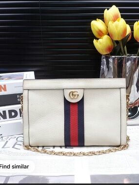 Gucci Ophidia medium Leather Crossbody with Navy and Red Web Stripe